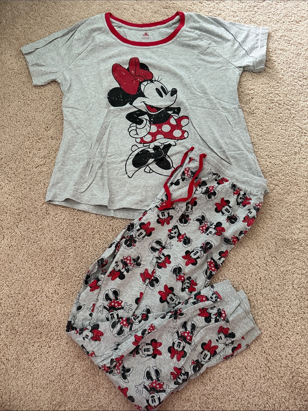 Disney Minnie Mouse 2-Piece Pajama Set with Short Sleeve Shirt + Long Pants